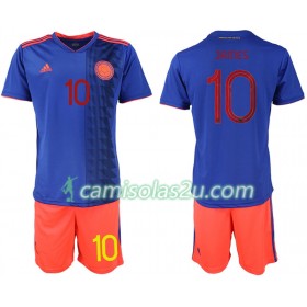 Camisolas de Futebol Colômbia JAMES 10 Criança Equipamento Alternativa Copa América 2019 Manga Curta